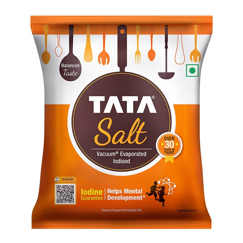 Tata Salt, 1 kg - (1000 grams pack) - 35.27 oz - India - Vacuum evaporated iodised salt - Vegetarian - Image 1